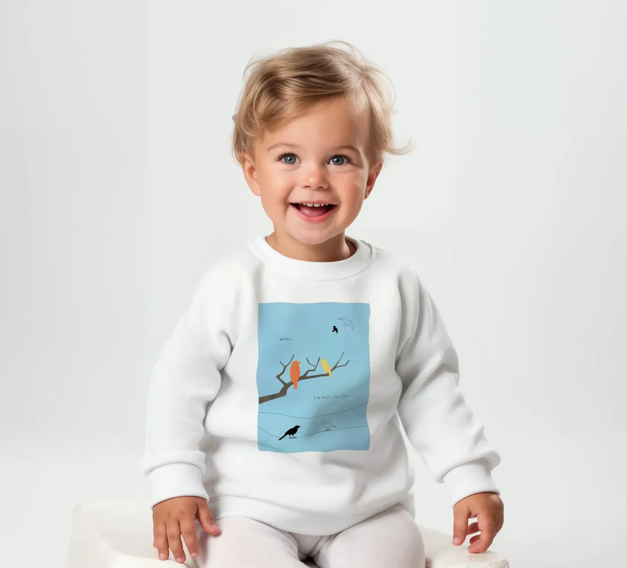 Hello Birds felpa neonato da natural neutral