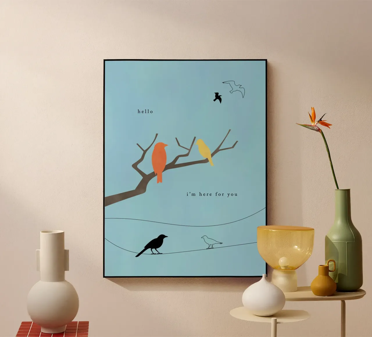 Hello Birds plexiglass da natural neutral