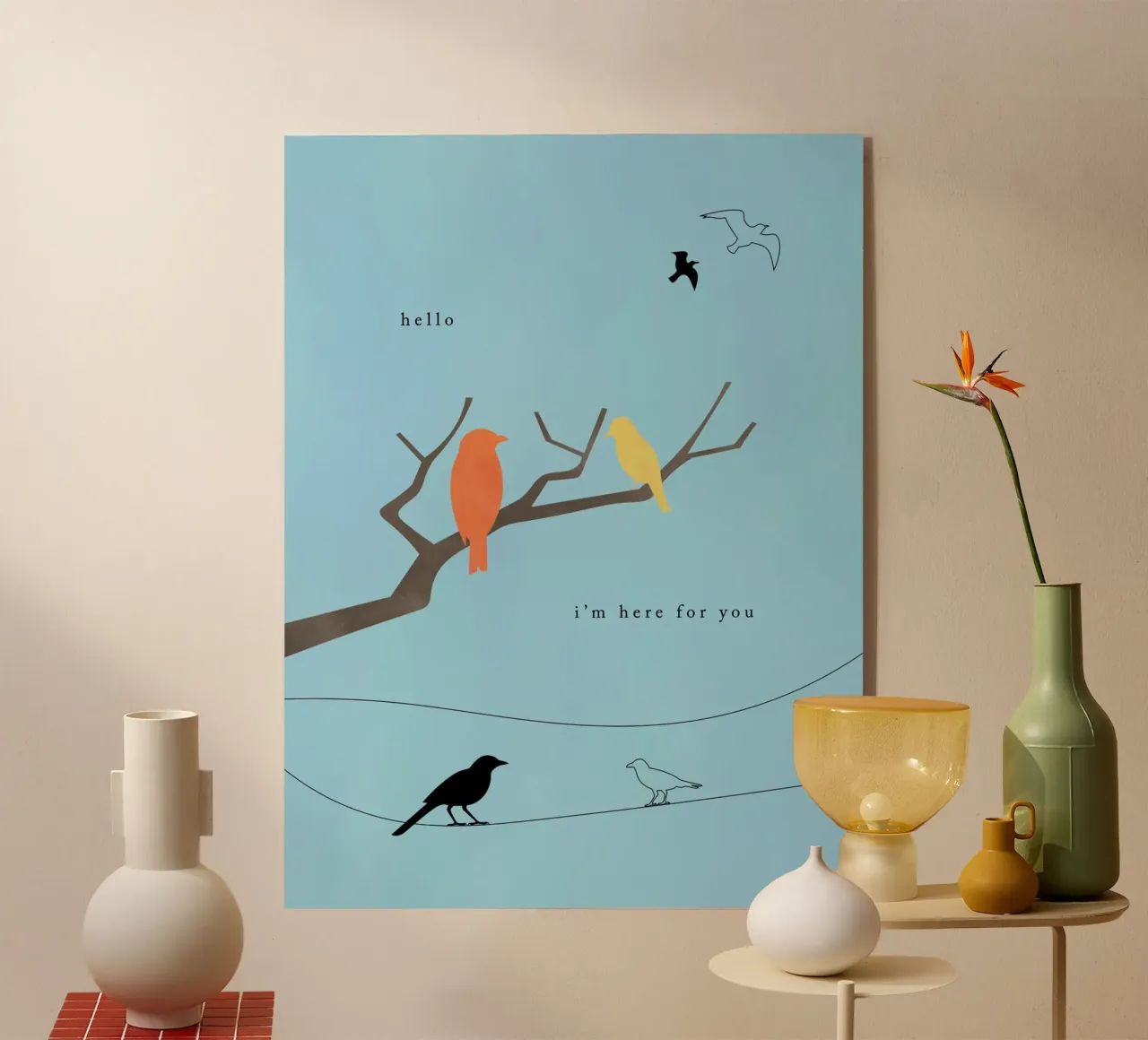 Hello Birds plexiglass da natural neutral