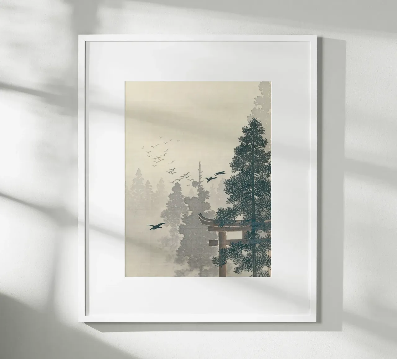 Ohara koson - Pine tree poster con telaio in alluminio da apoloprints