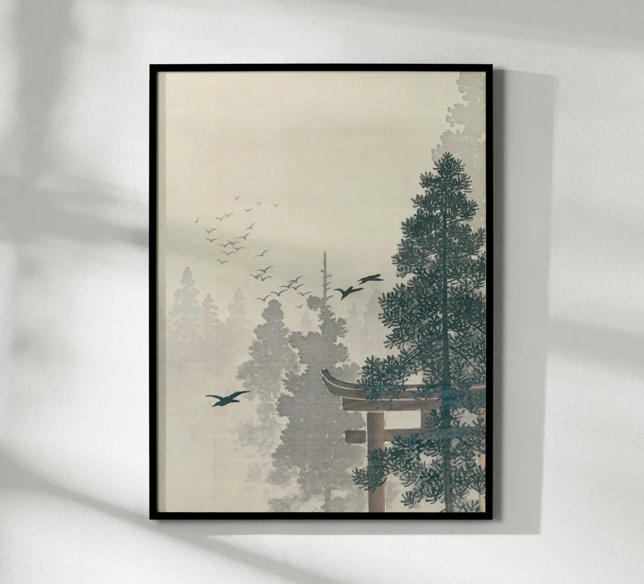 Ohara koson - Pine tree poster con telaio in alluminio da apoloprints