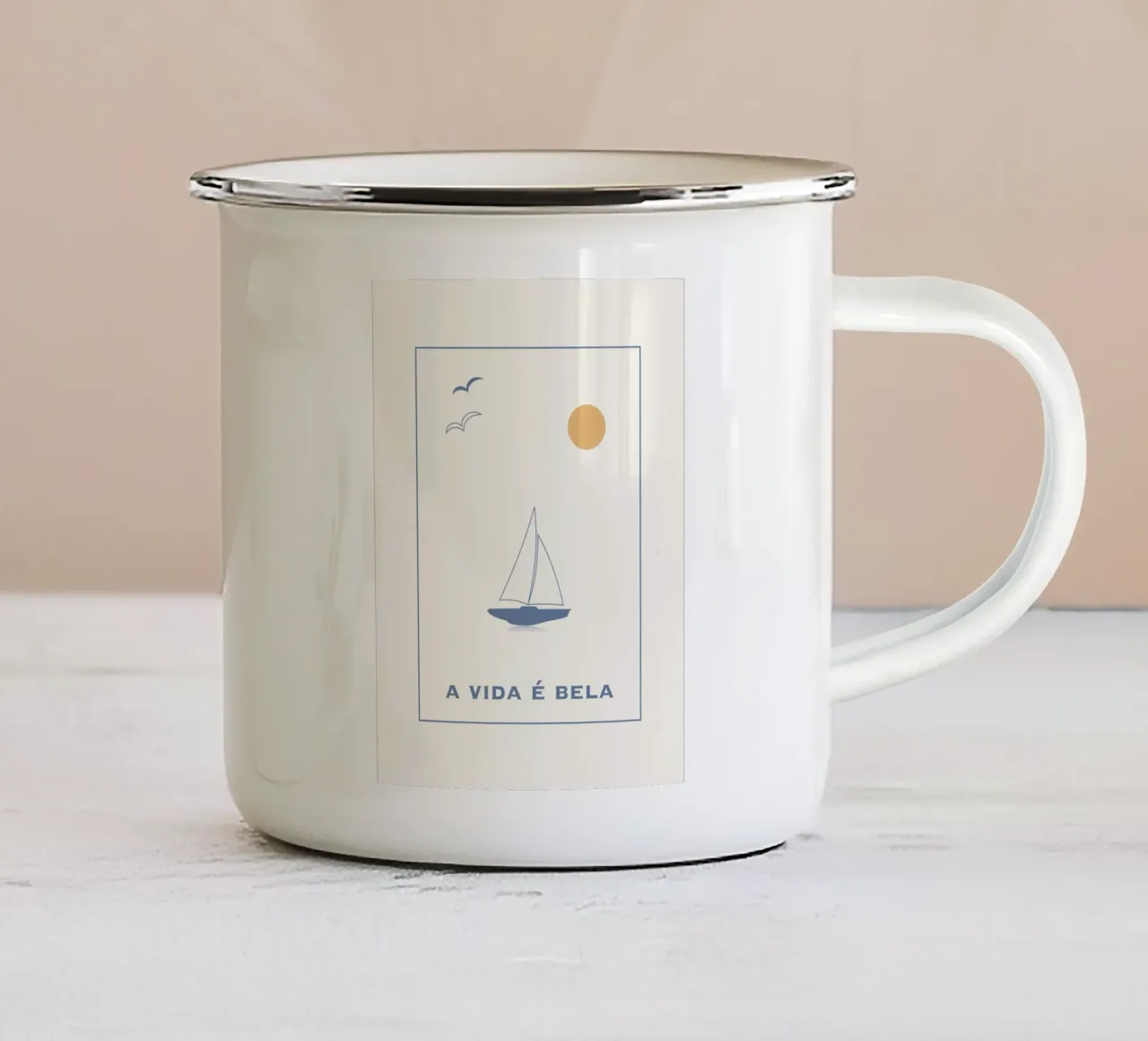 A VIDA É BELA tazza in smalto da natural neutral