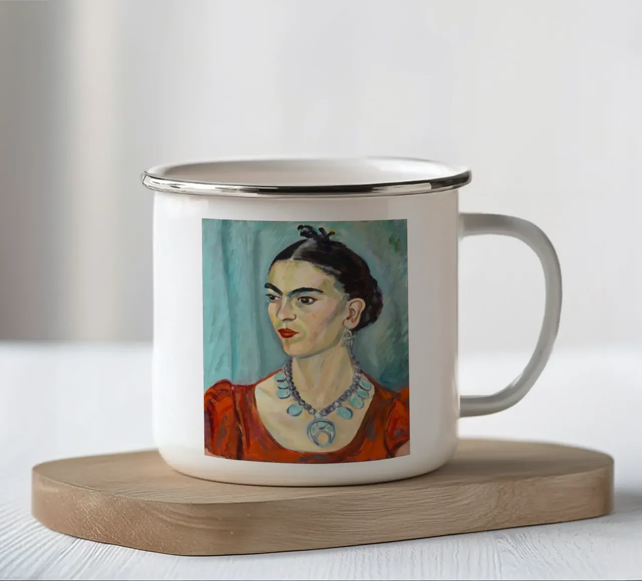 Frida Kahlo Portrait tazza in smalto da apoloprints