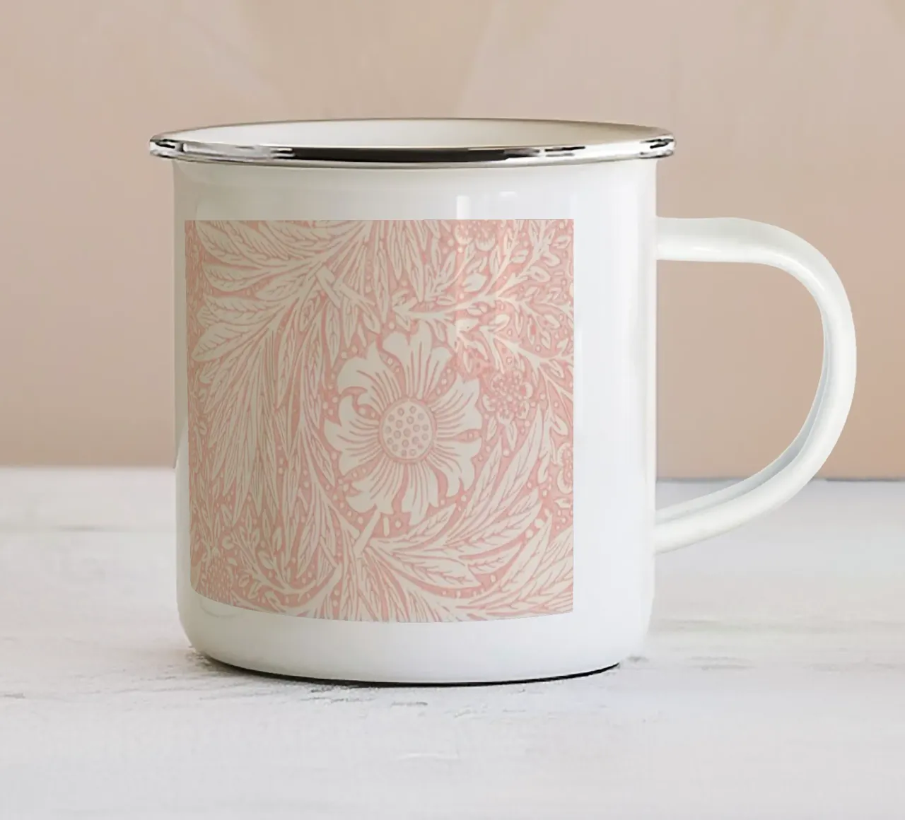 Pink Marigold Pattern - William Morris tazza in smalto da apoloprints