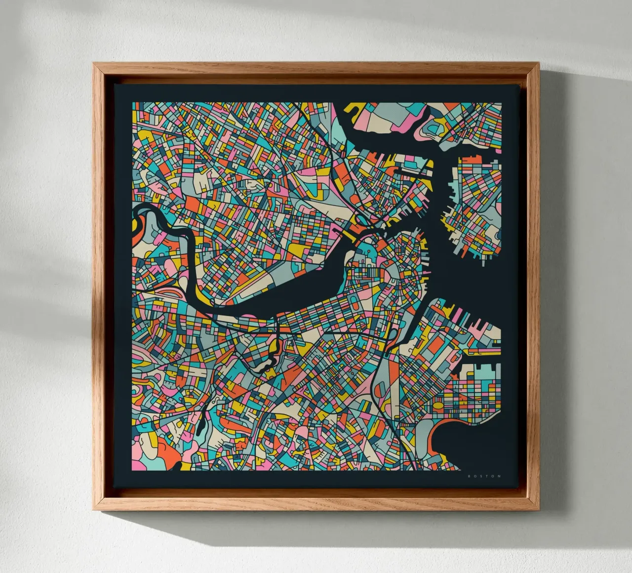BOSTON MAP canvas with Floater frame by Jazzberry Blue