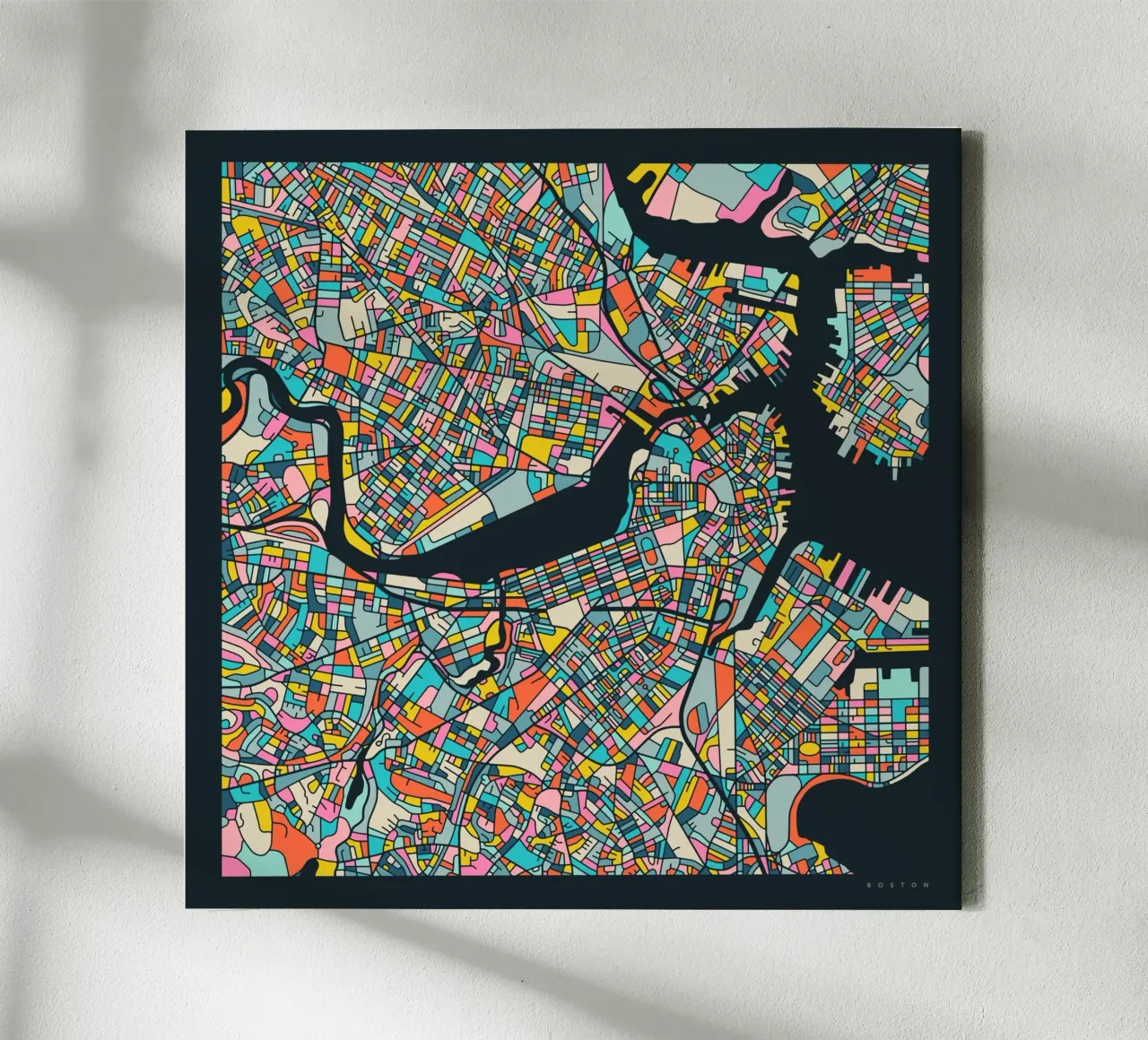 BOSTON MAP canvas with Floater frame by Jazzberry Blue