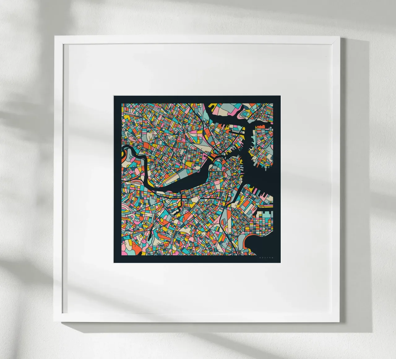 MAPPA DI BOSTON poster con telaio in alluminio da Jazzberry Blue