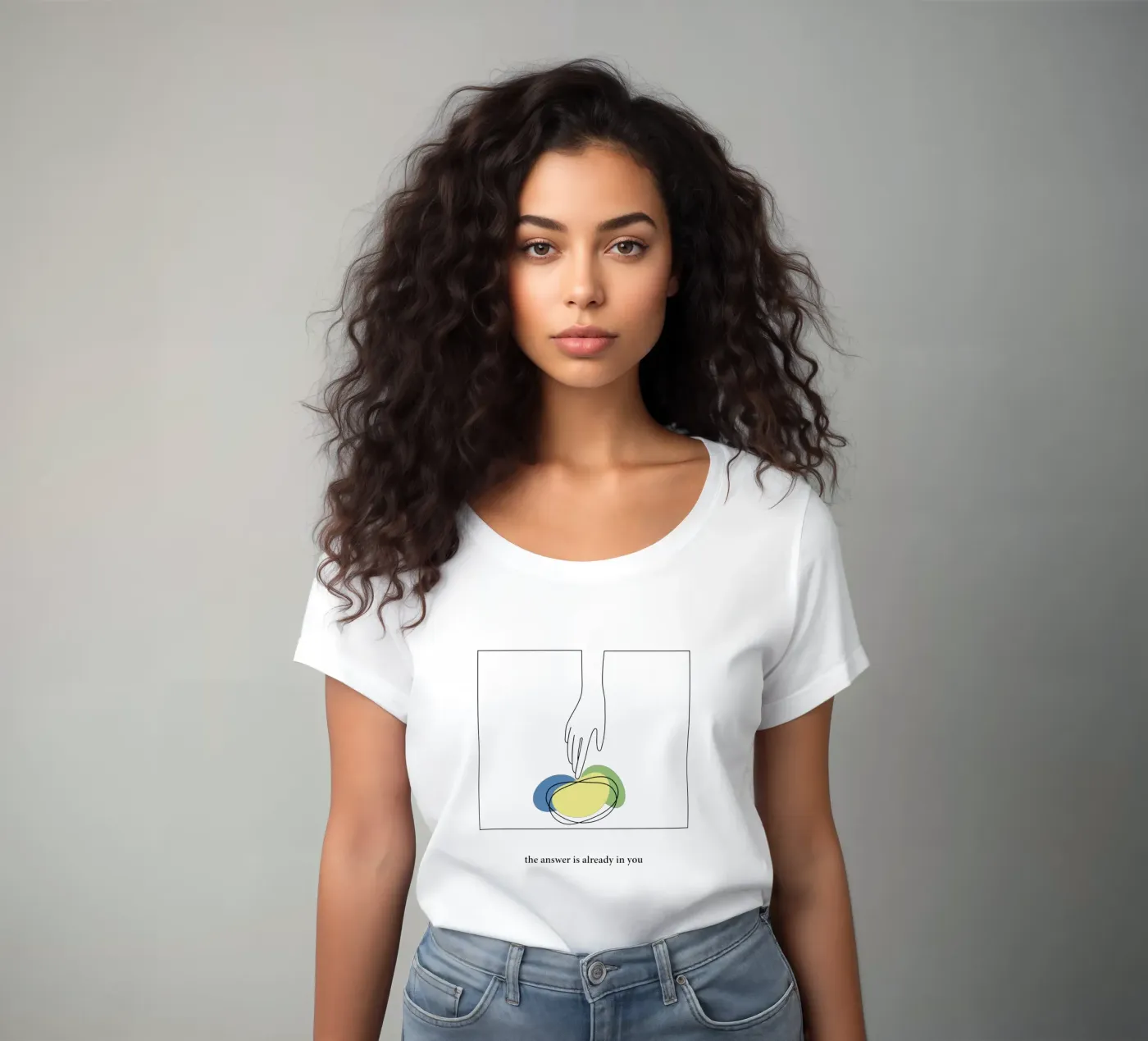 answer dames t-shirt getailleerd van natural neutral