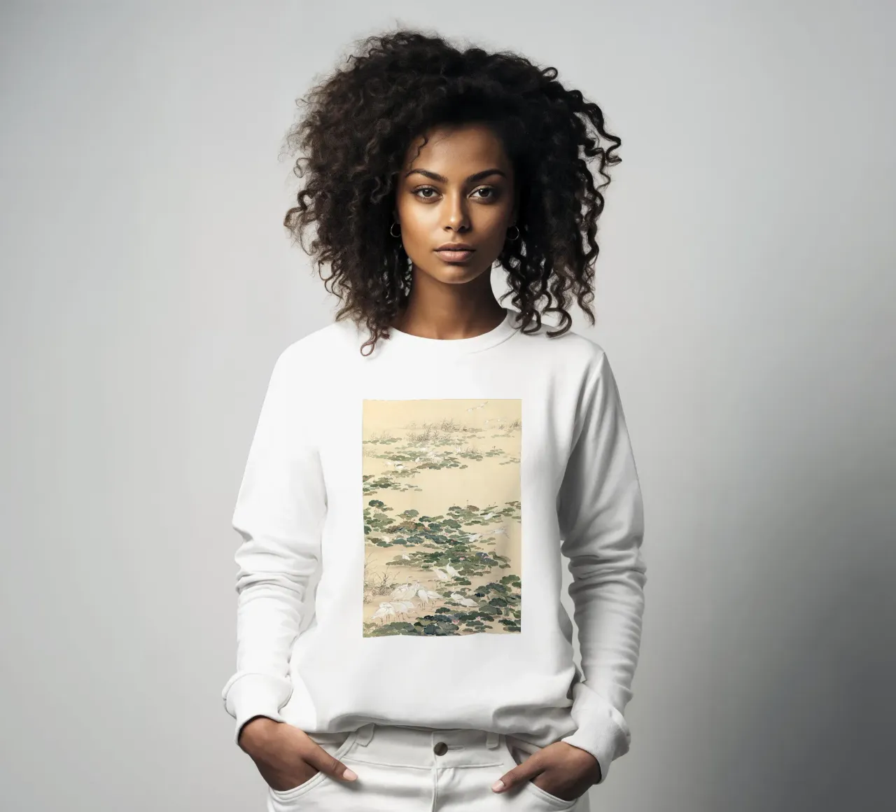 Egrets in a Lotus Pond felpa da apoloprints