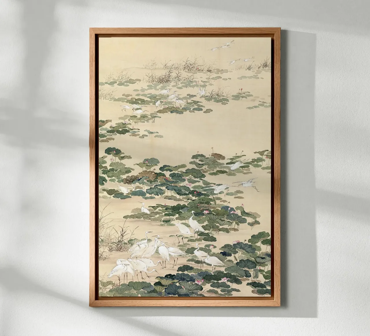 Egrets in a Lotus Pond alluminio dibond da apoloprints