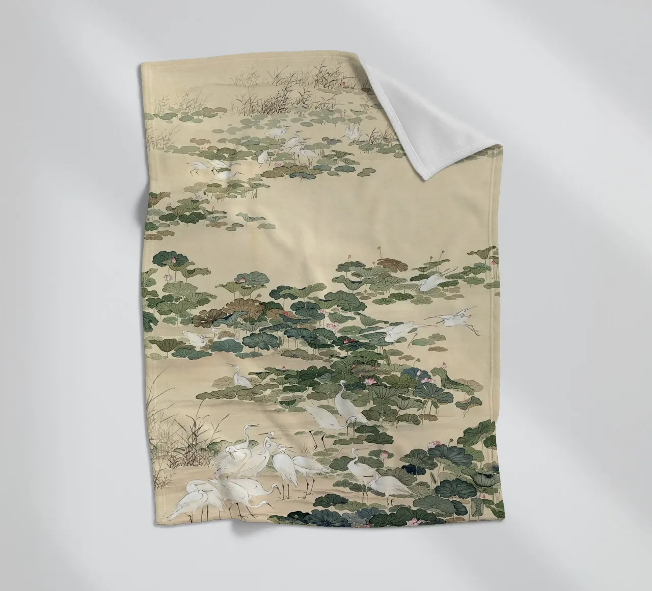 Egrets in a Lotus Pond coperta in pile da apoloprints