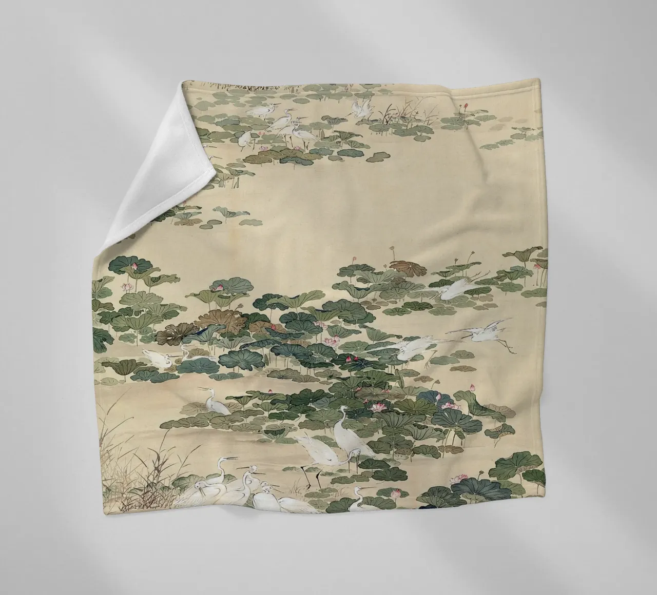 Egrets in a Lotus Pond coperta in pile da apoloprints
