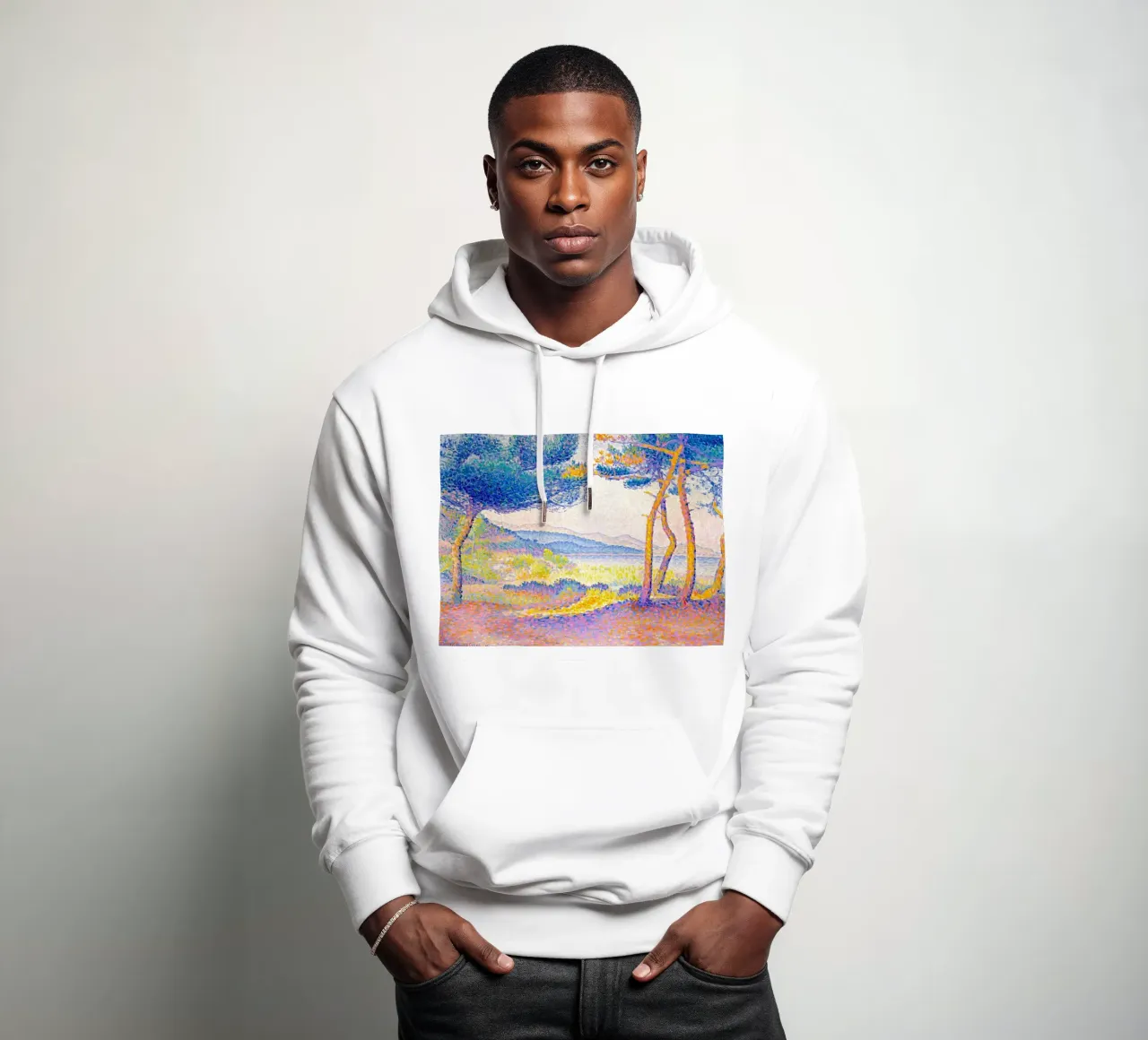 Henri Edmond Cross - Pines along the shore felpa con cappuccio da apoloprints