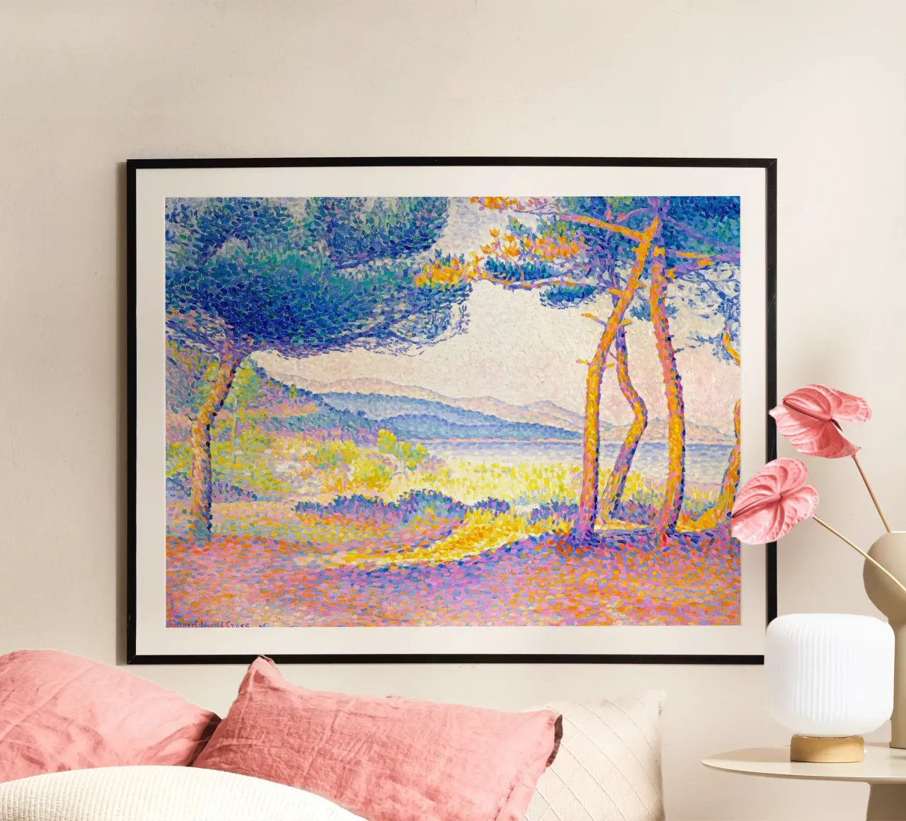 Henri Edmond Cross - Pines along the shore poster con telaio in plastica da apoloprints