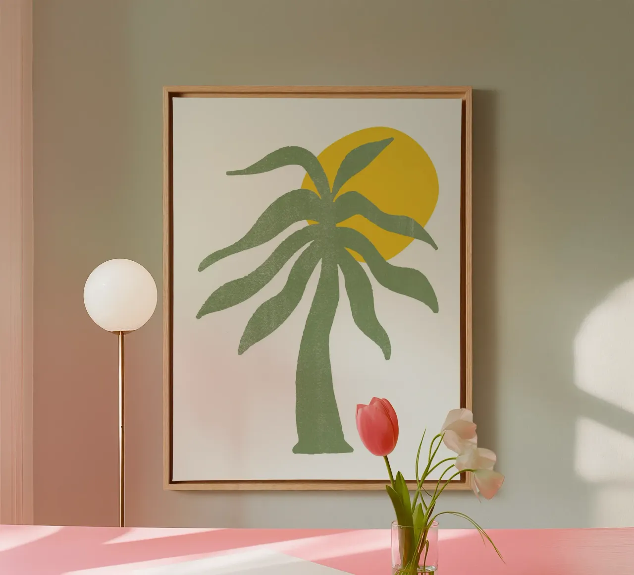 green palm tree tela con Cornice a cassetta da ramosashop