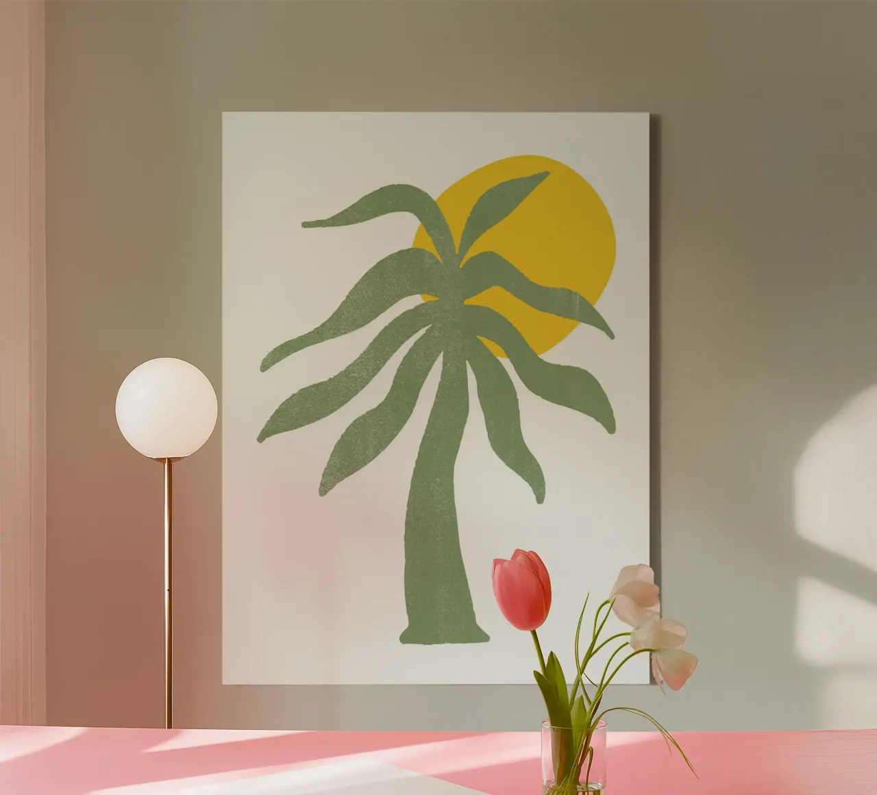 green palm tree tela con Cornice a cassetta da ramosashop