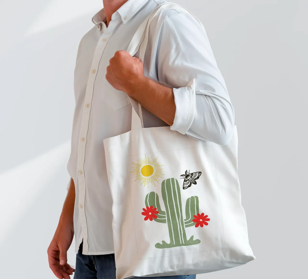 green cactus with two red borsa in juta da ramosashop