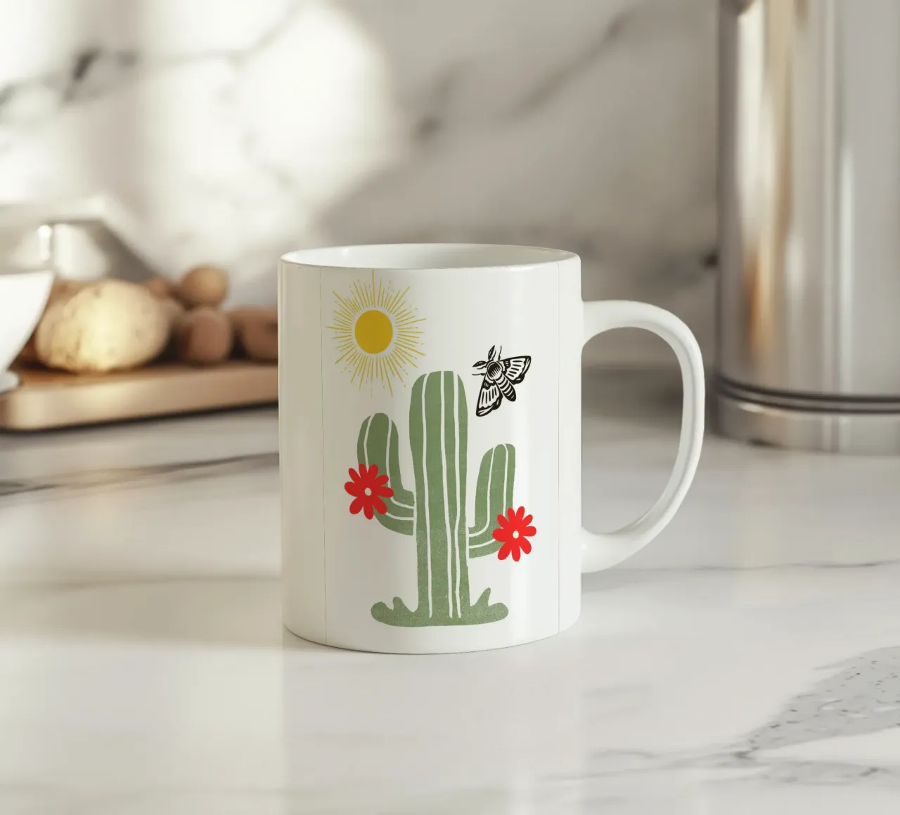 green cactus with two red tazza in ceramica da ramosashop