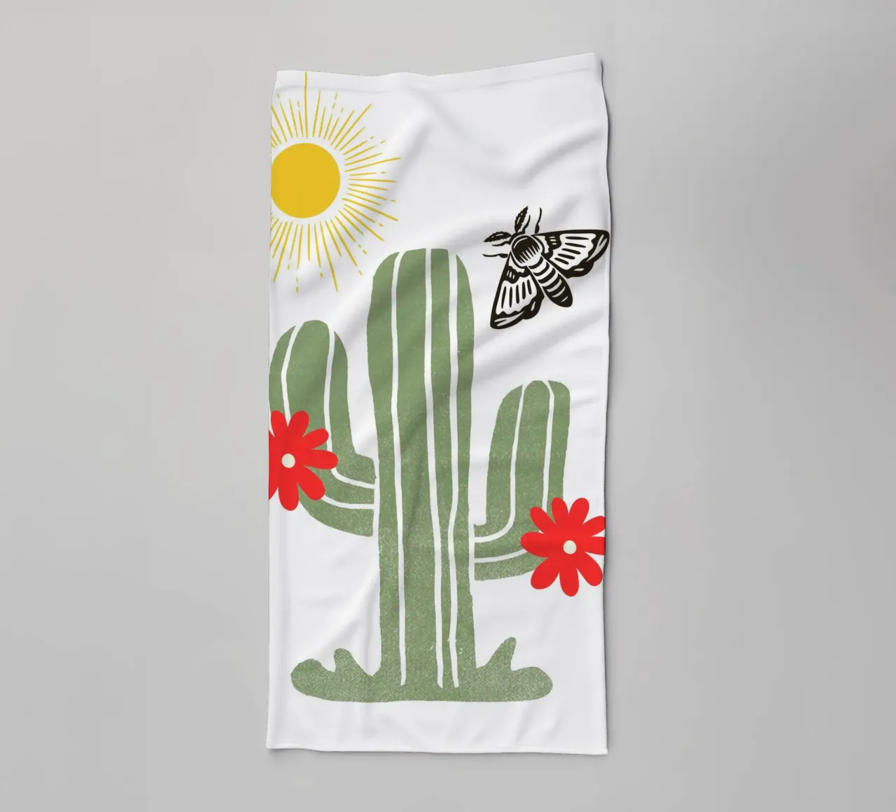 green cactus with two red asciugamano da bagno da ramosashop