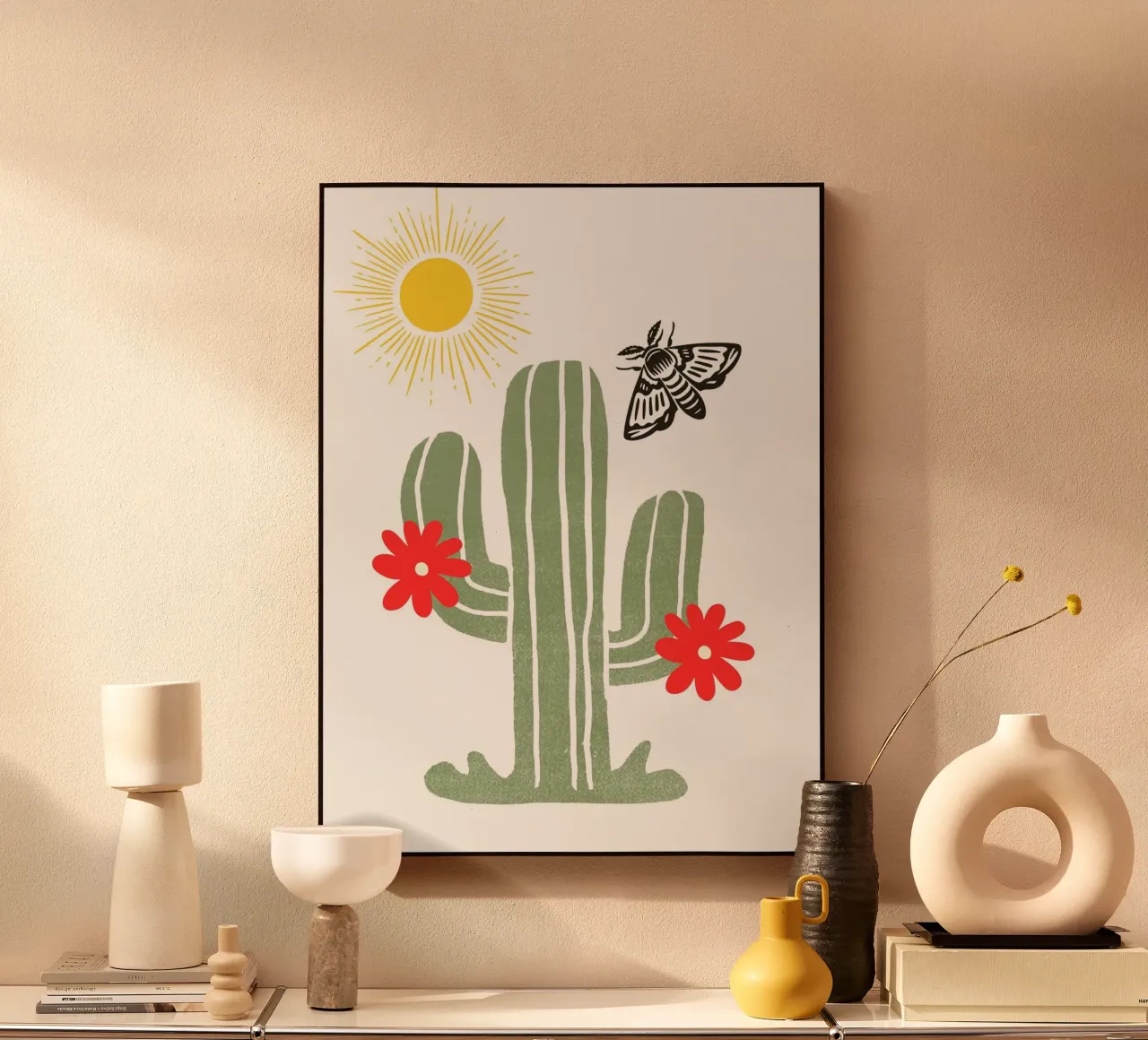 green cactus with two red plexiglass da ramosashop