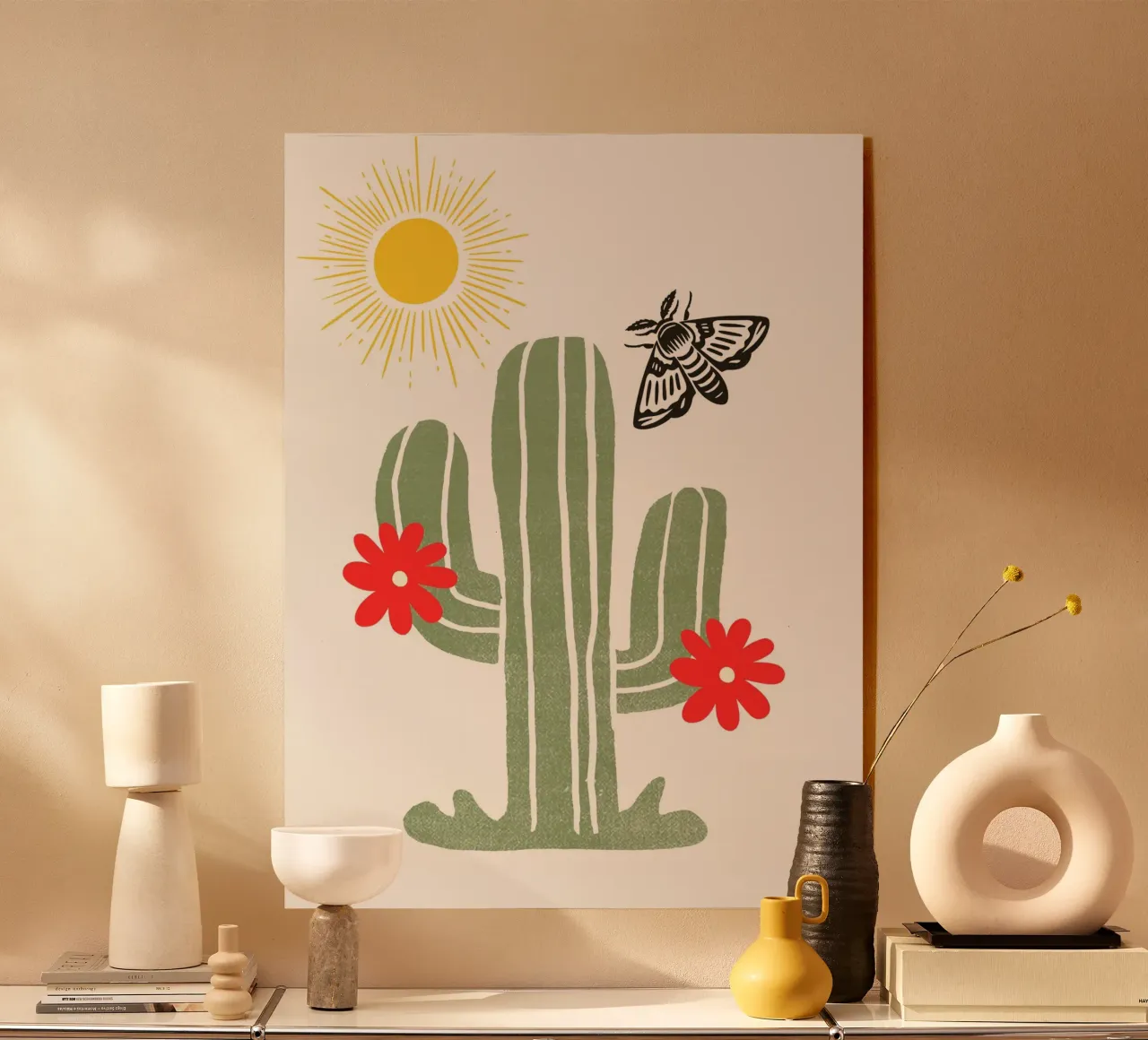 green cactus with two red plexiglass da ramosashop