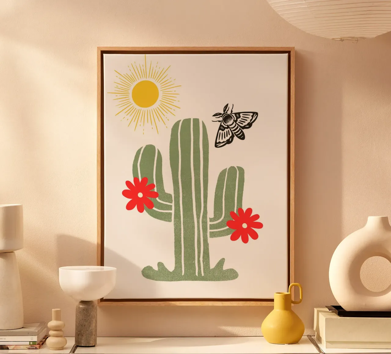 green cactus with two red tela da ramosashop
