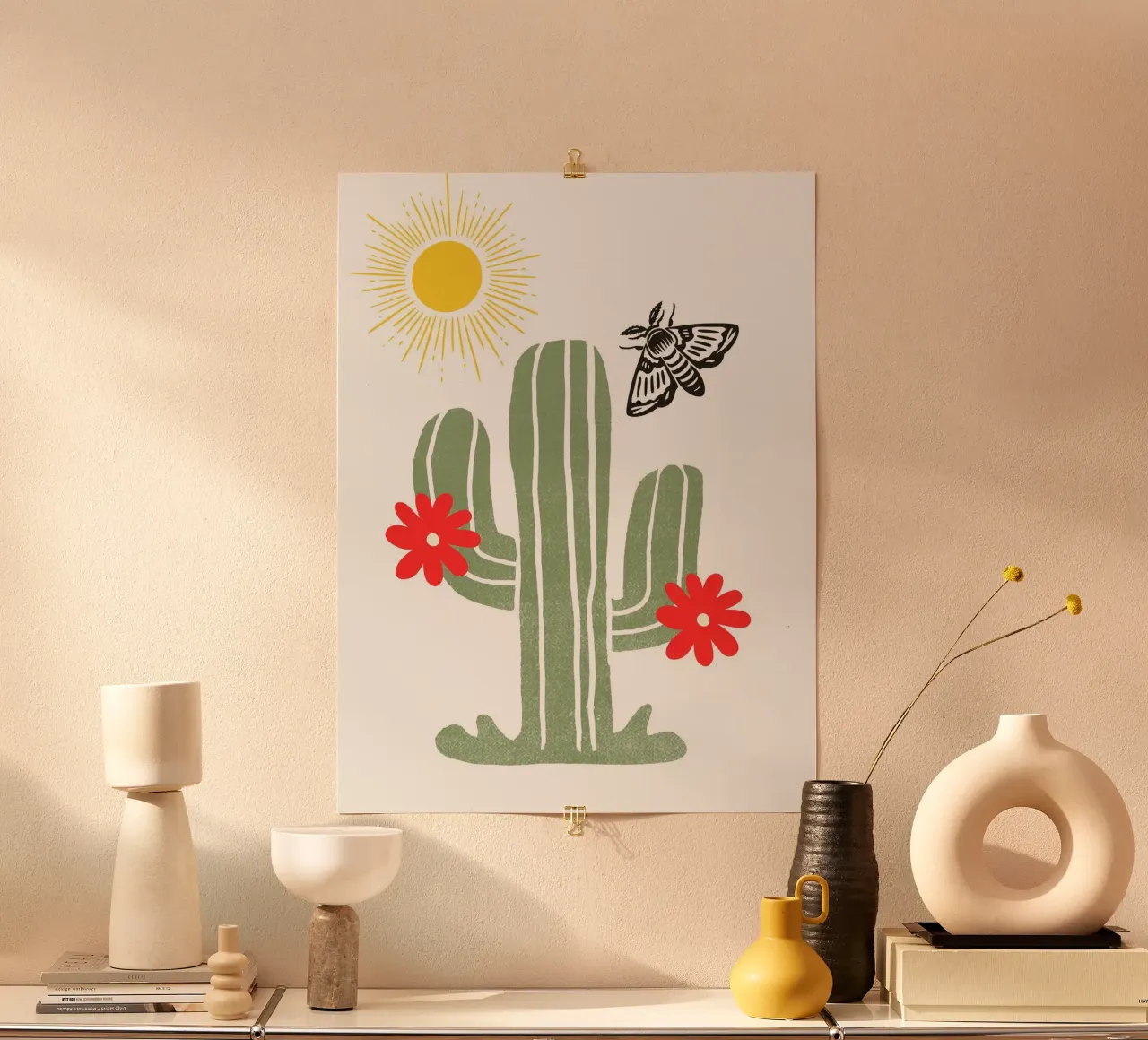 green cactus with two red carta hahnemühle da ramosashop