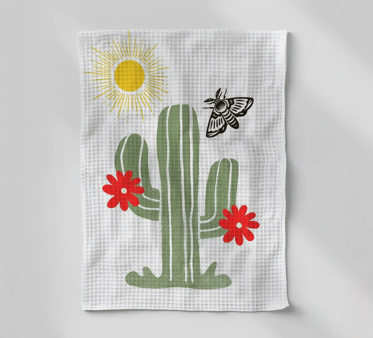 green cactus with two red canovaccio da cucina da ramosashop