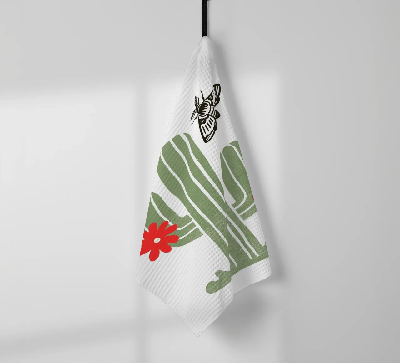 green cactus with two red canovaccio da cucina da ramosashop