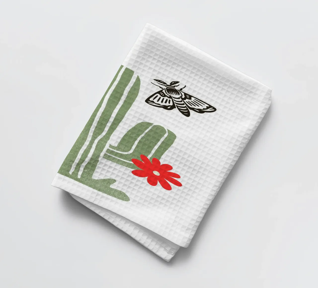 green cactus with two red canovaccio da cucina da ramosashop