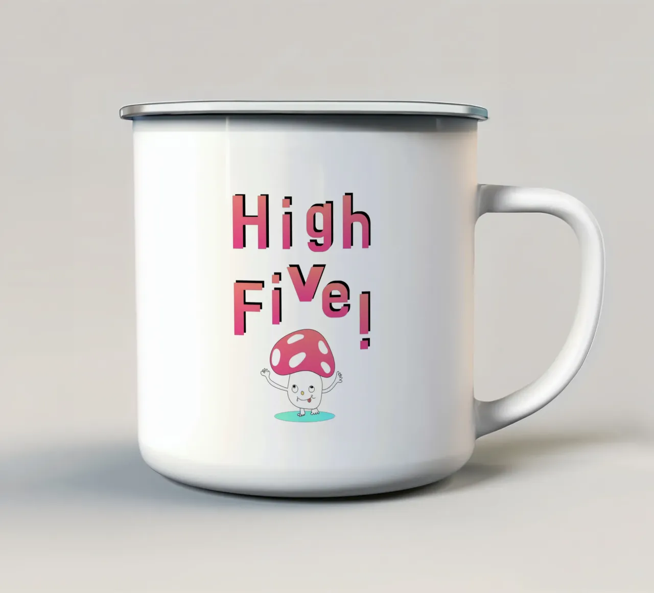 High Five! Mushroom tazza in smalto da natural neutral