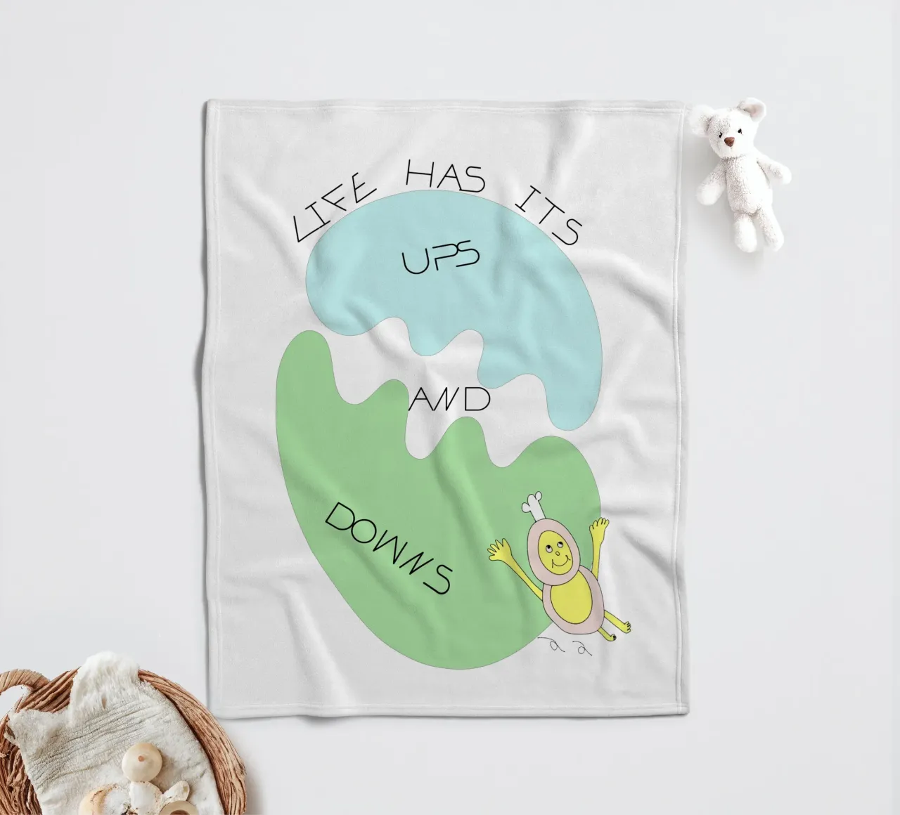 LIFE HAS ITS UPS AND DOWNS coperta in pile da natural neutral