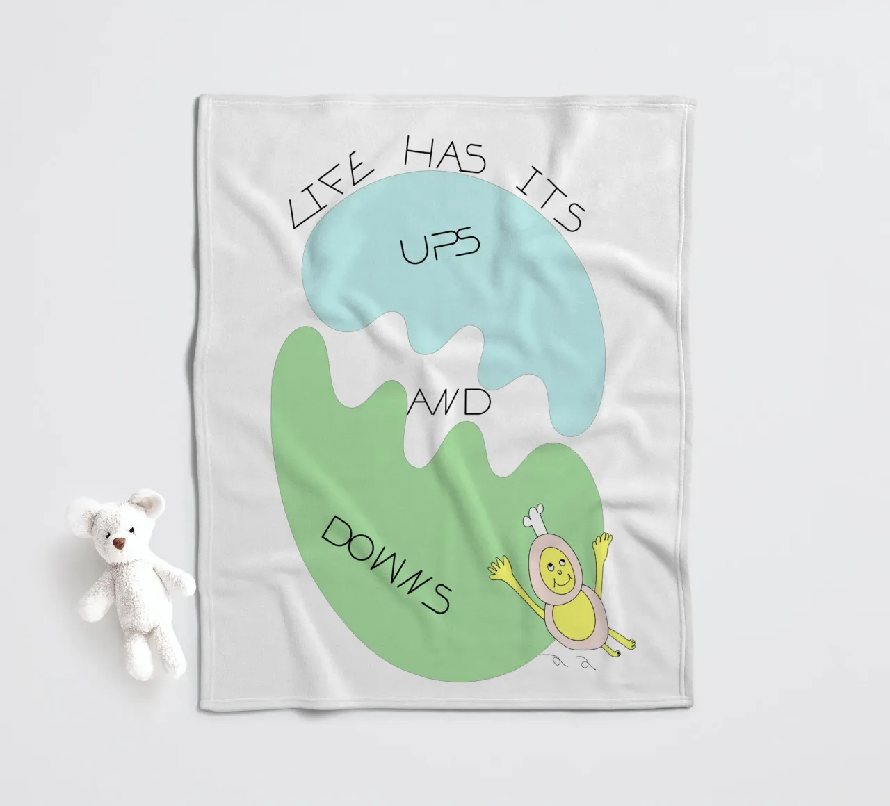 LIFE HAS ITS UPS AND DOWNS coperta in pile da natural neutral