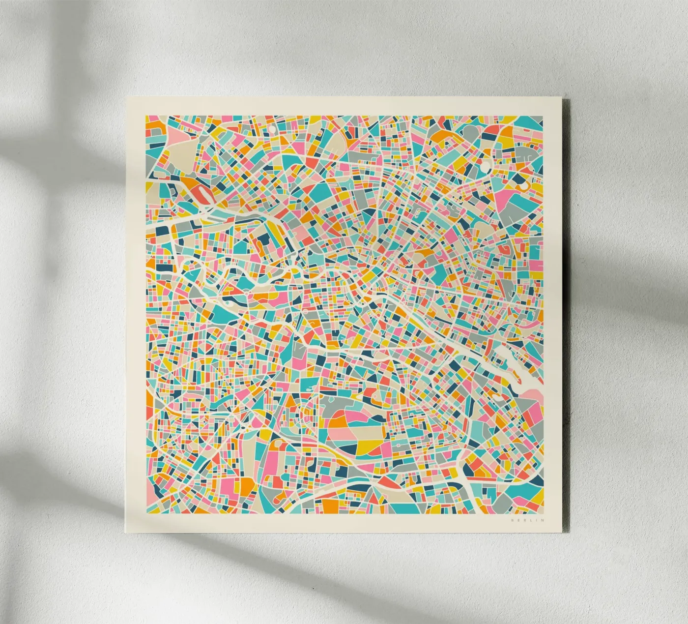 BERLIN MAP aluminium-dibond van Jazzberry Blue