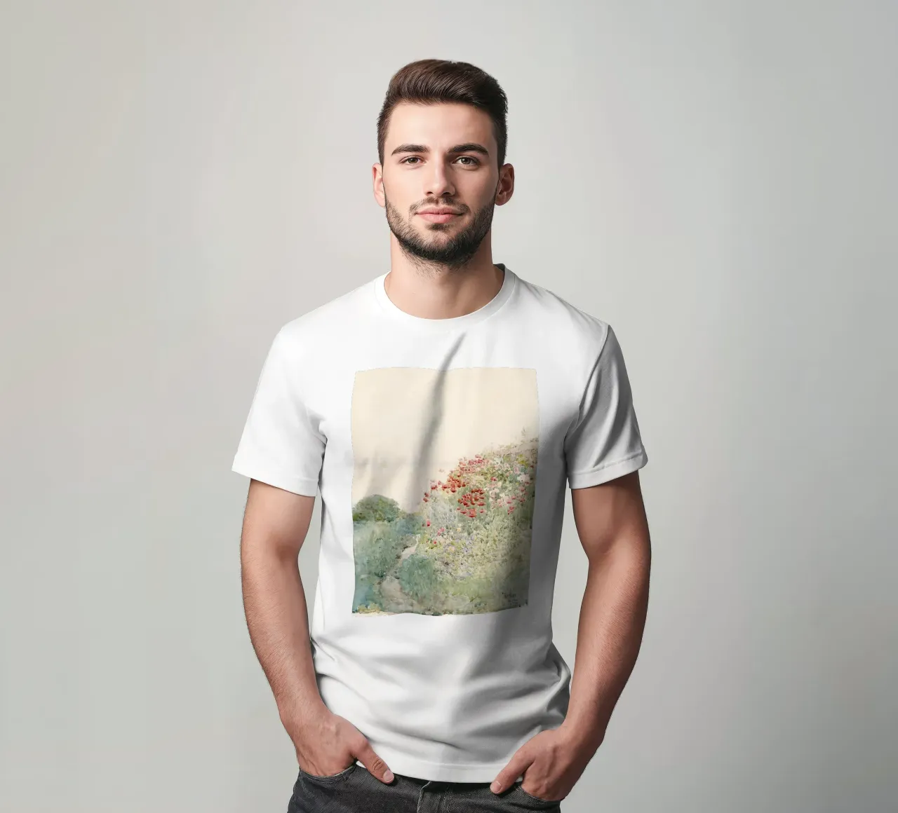Field of Poppies by Childe Hassam t-shirt da apoloprints