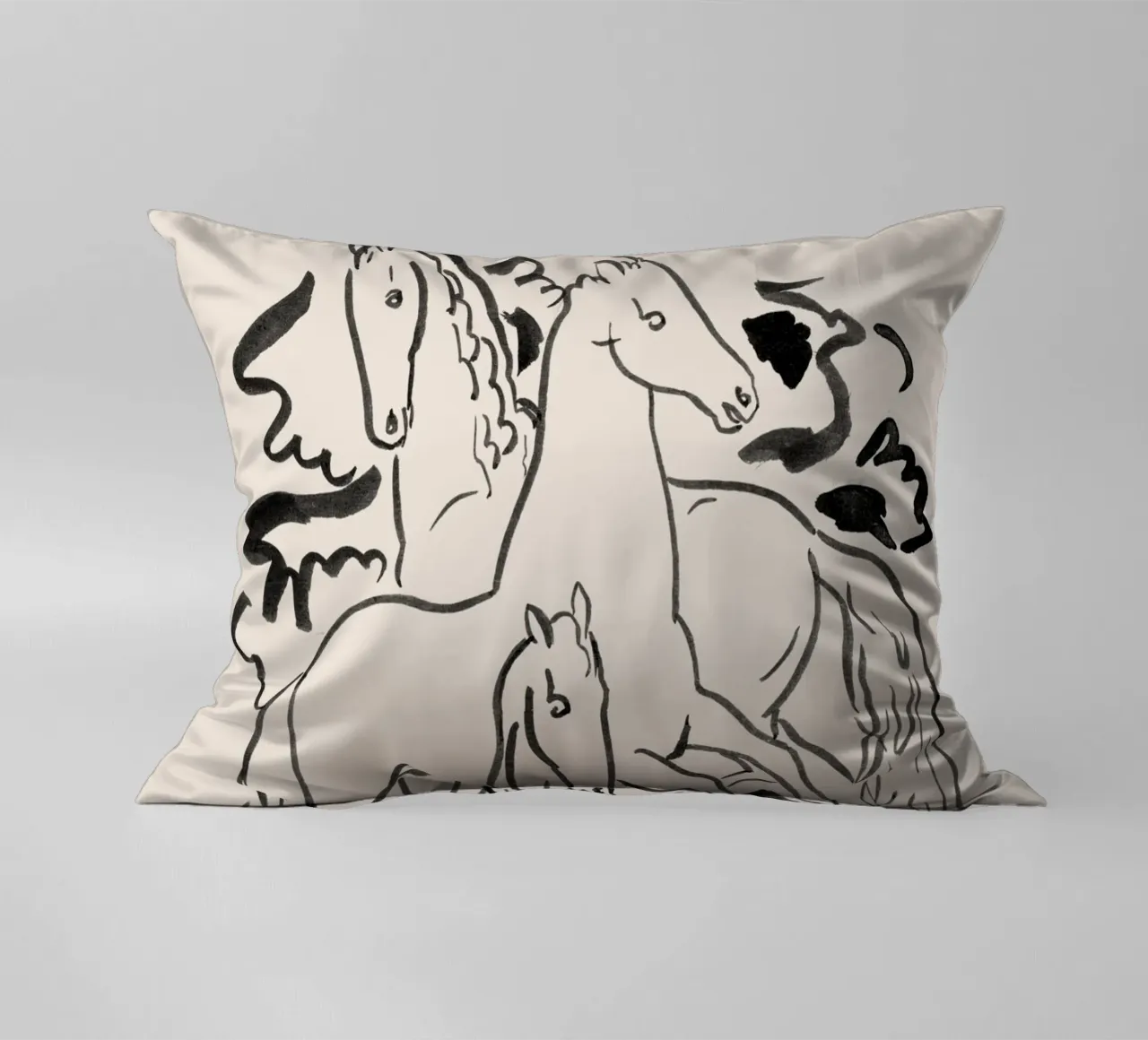 Three horses - Leo Gestel decorative cushion by apoloprints