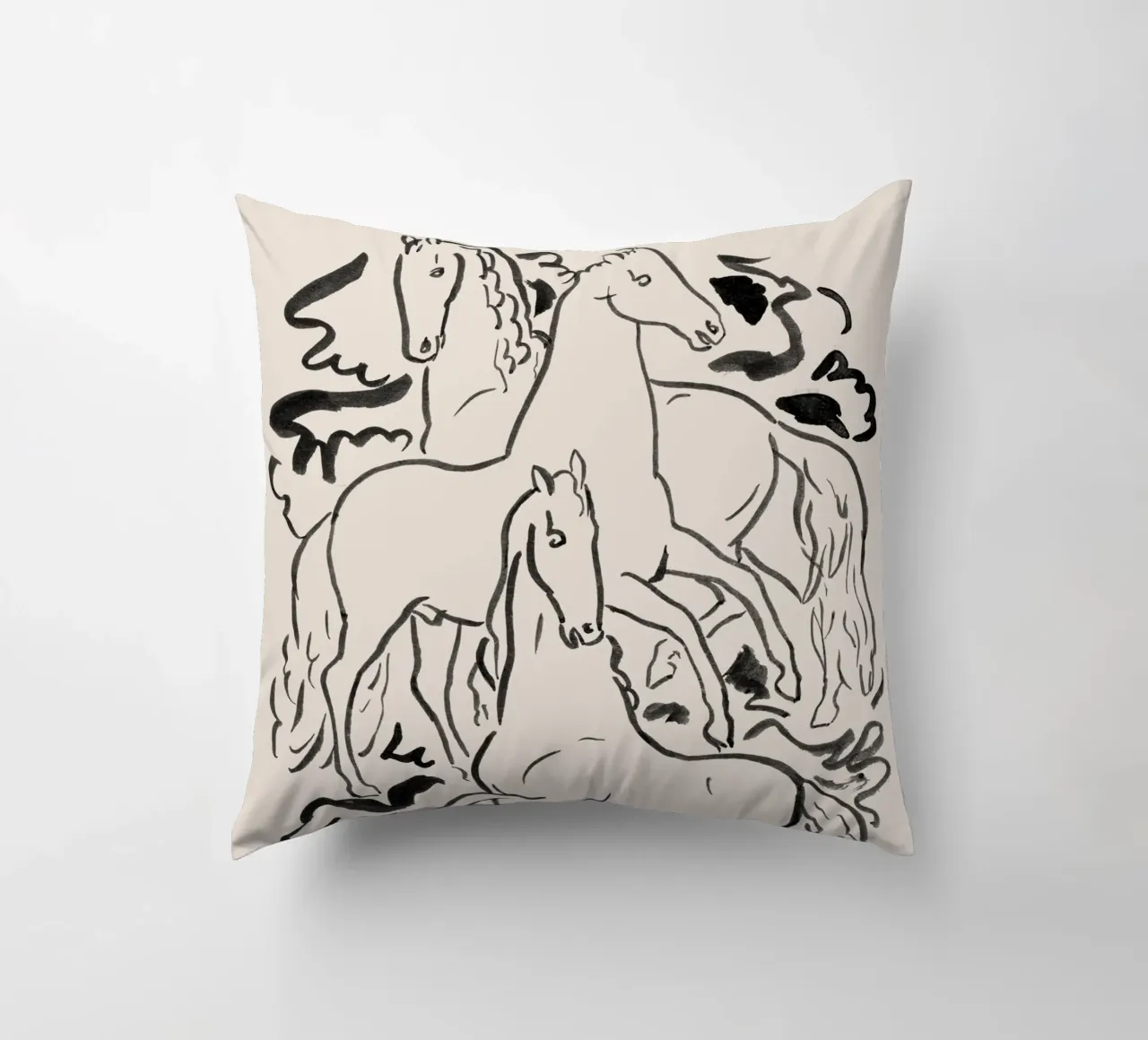Three horses - Leo Gestel decorative cushion by apoloprints