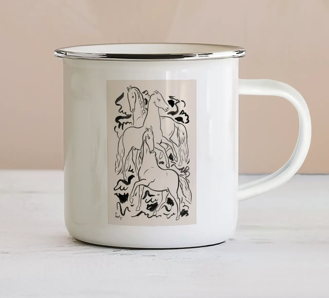 Three horses - Leo Gestel tazza in smalto da apoloprints