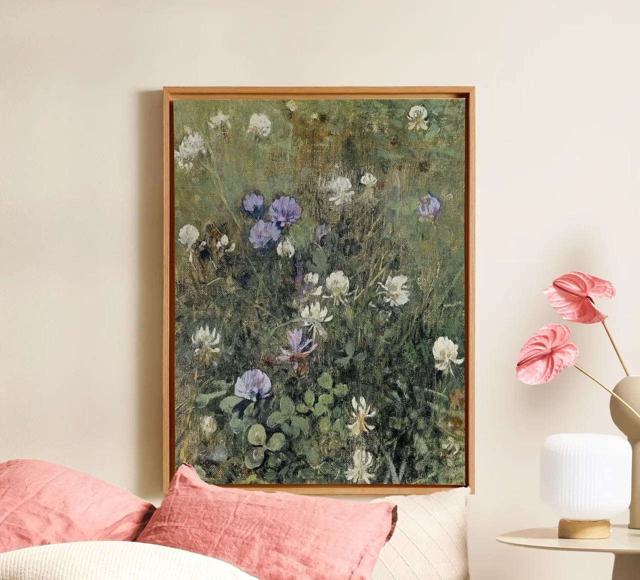 Blooming Clover Wildflowers tela con Cornice a cassetta da apoloprints