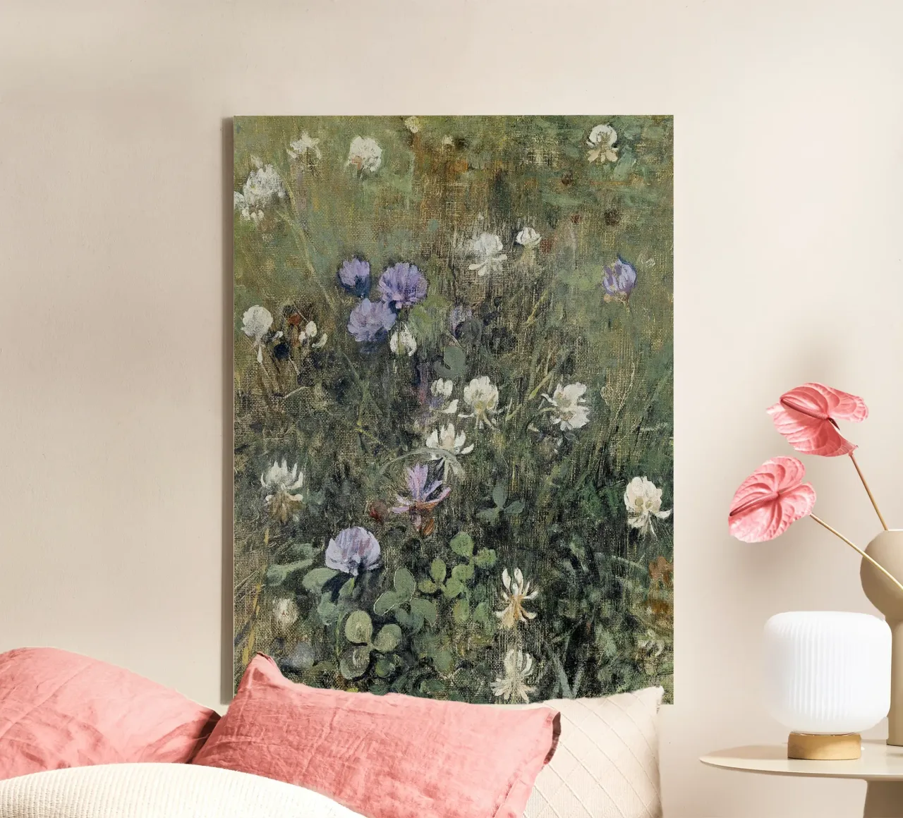 Blooming Clover Wildflowers tela con Cornice a cassetta da apoloprints