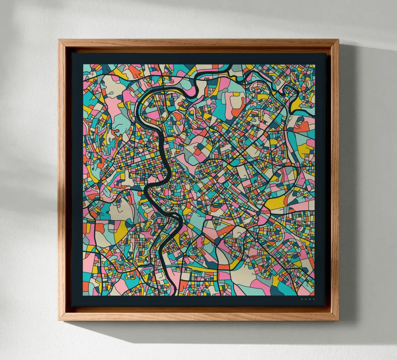 ROME MAP tela con Cornice a cassetta da Jazzberry Blue