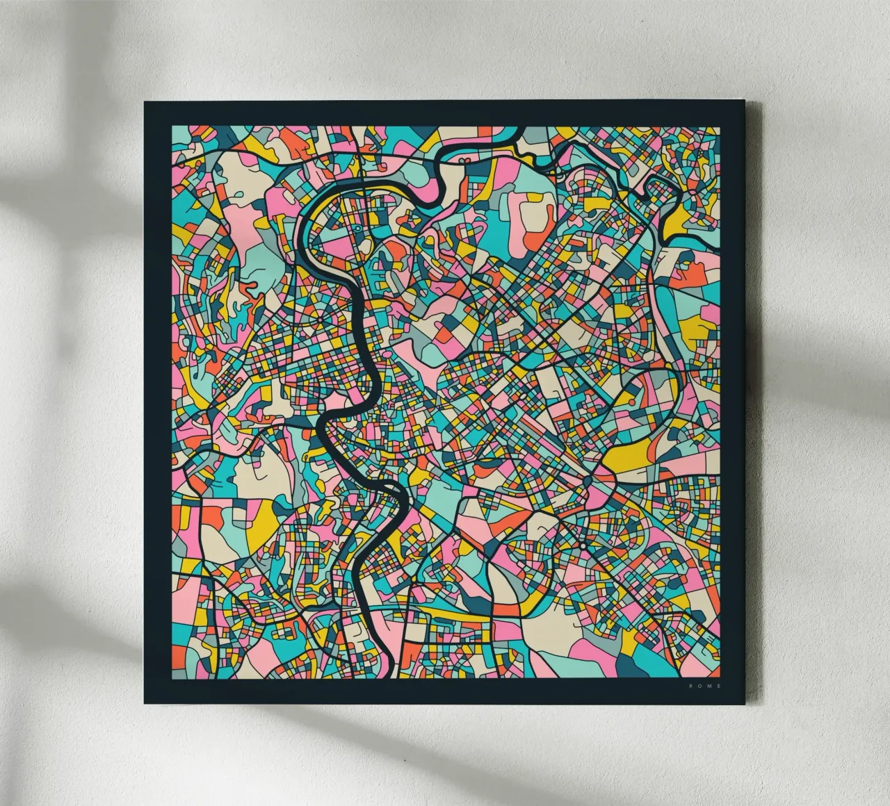 ROME MAP tela con Cornice a cassetta da Jazzberry Blue