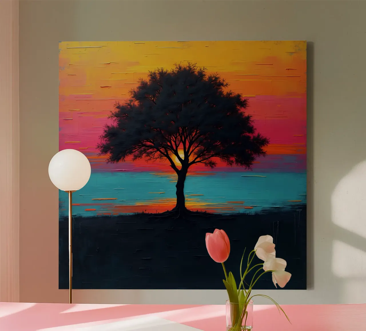 Sunset Sentinel canvas with Floater frame by Artistic-shop