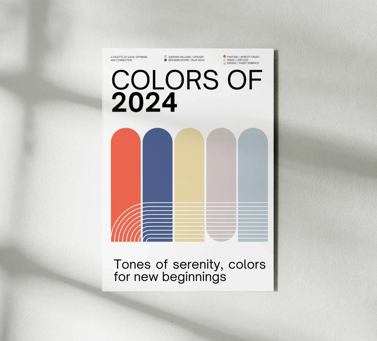 2024 Colors of the year Poster - v4 – Rounded Stripes alluminio dibond da Hightown Design