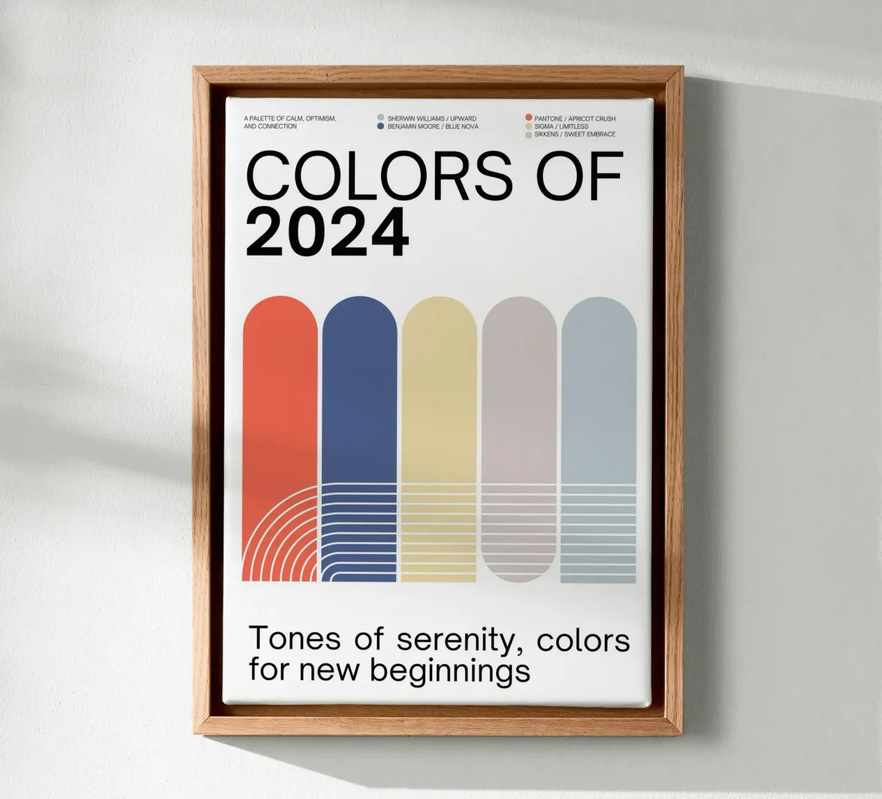 2024 Colors of the year Poster - v4 – Rounded Stripes canvas van Hightown Design