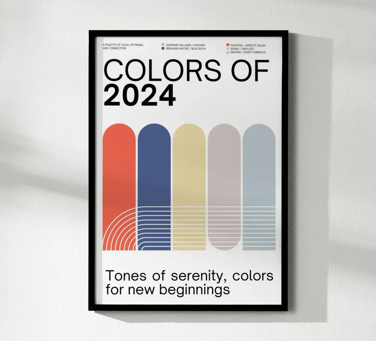 2024 Colors of the year Poster - v4 – Rounded Stripes poster de Hightown Design