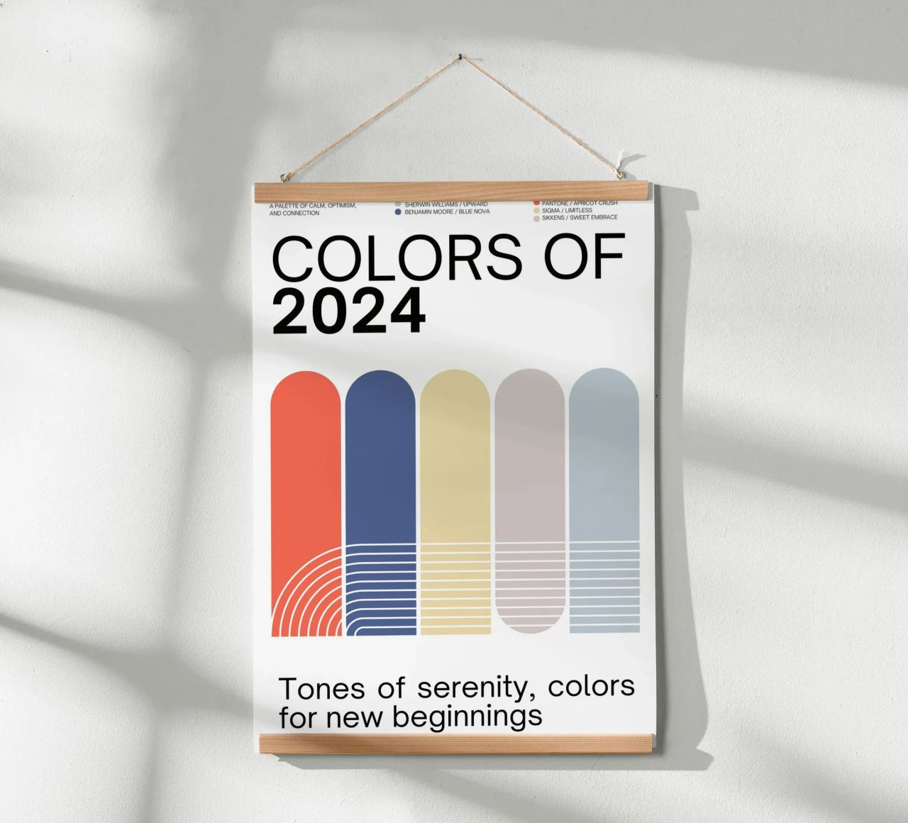 2024 Colors of the year Poster - v4 – Rounded Stripes poster de Hightown Design