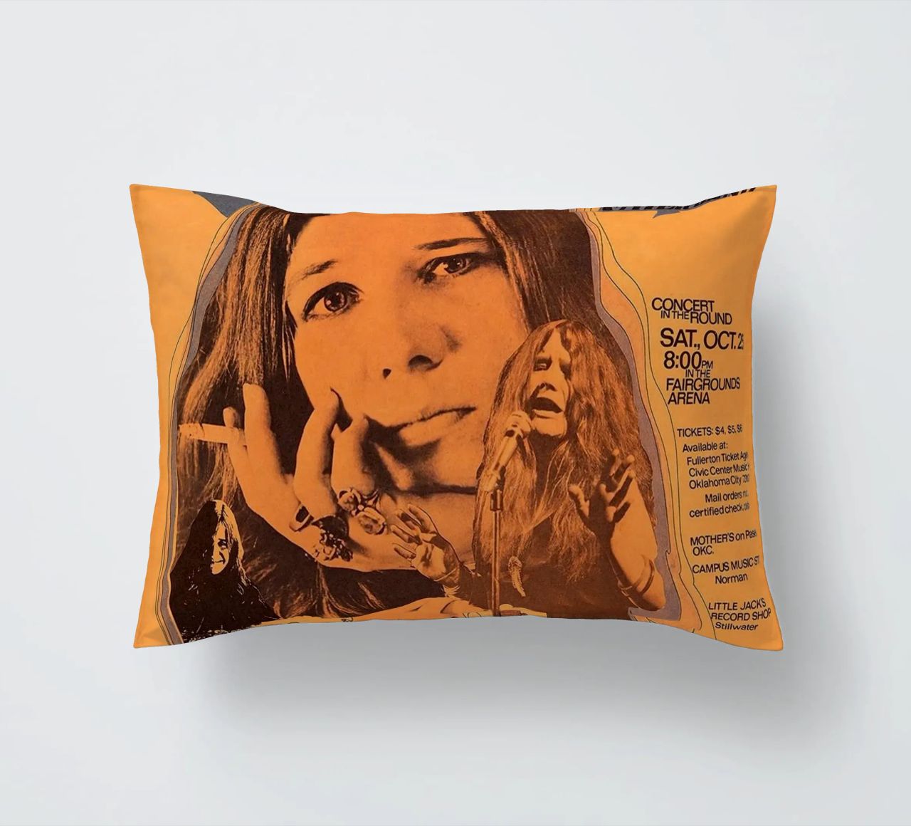 JANIS JOPLIN 1969 Concert Poster Wichita coussin de SoundStudio