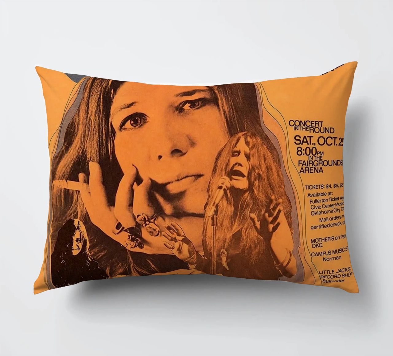 JANIS JOPLIN 1969 Concert Poster Wichita coussin de SoundStudio