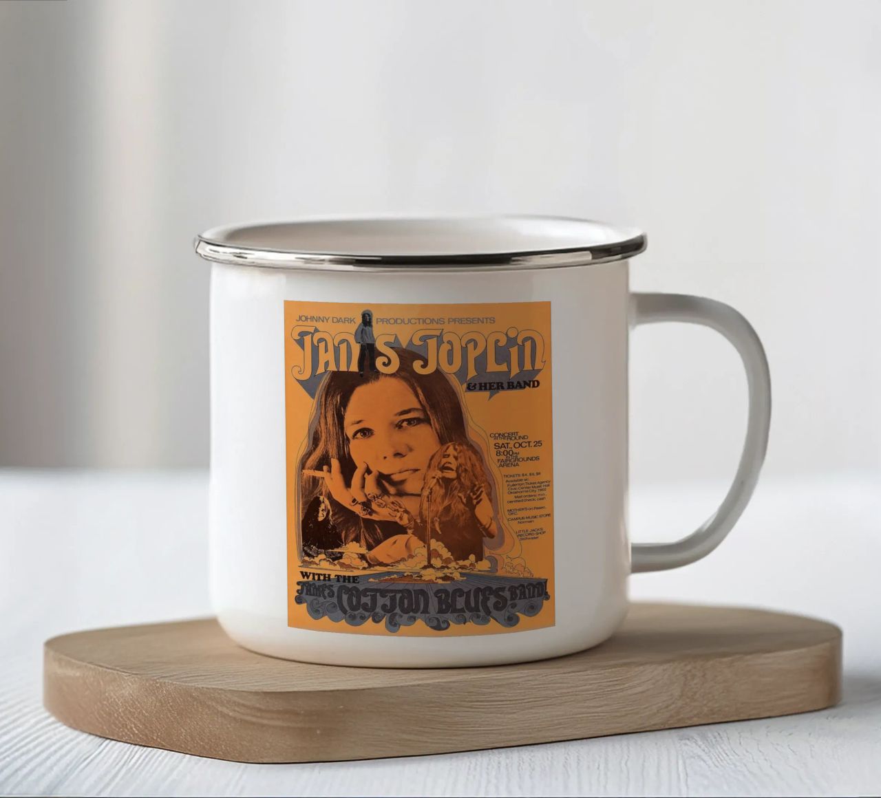 JANIS JOPLIN 1969 Concert Poster Wichita mug en émail de SoundStudio